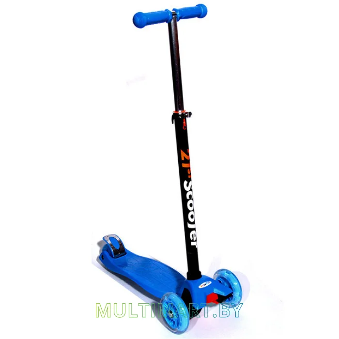 Самокат 21st Scooter Maxi BL 036S голубой, прозрачные колёса